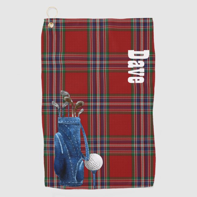 Colourful MacFarlane Tartan Plaid Golf Towel (Front)