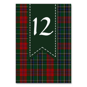 Colourful MacLean Plaid Wedding Table Number