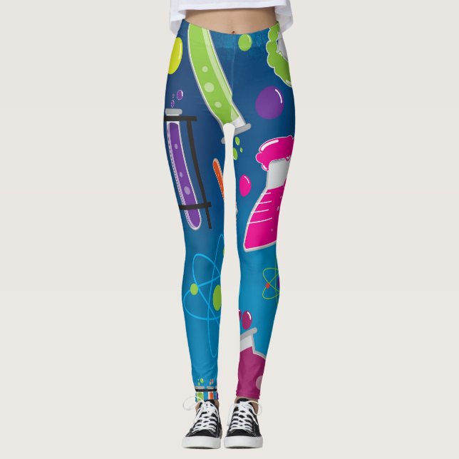 Colourful Mad Scientist Science Funky Bright Leggings (Front)