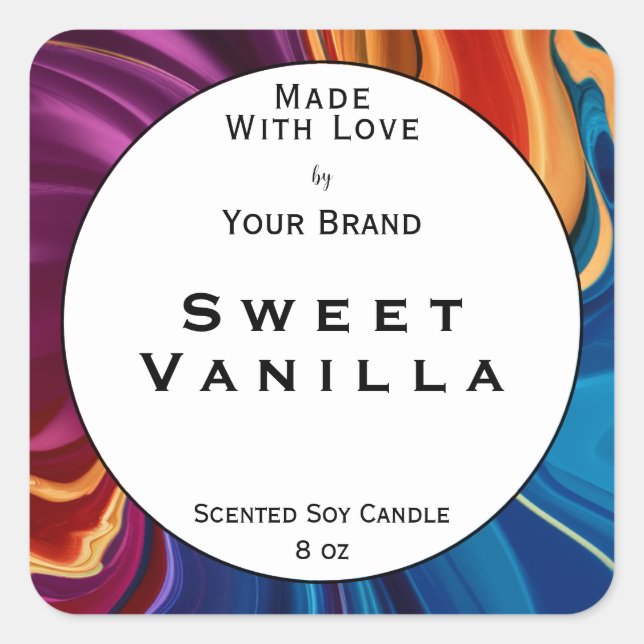 Colourful Made With Love Product Packaging Label   (Front)