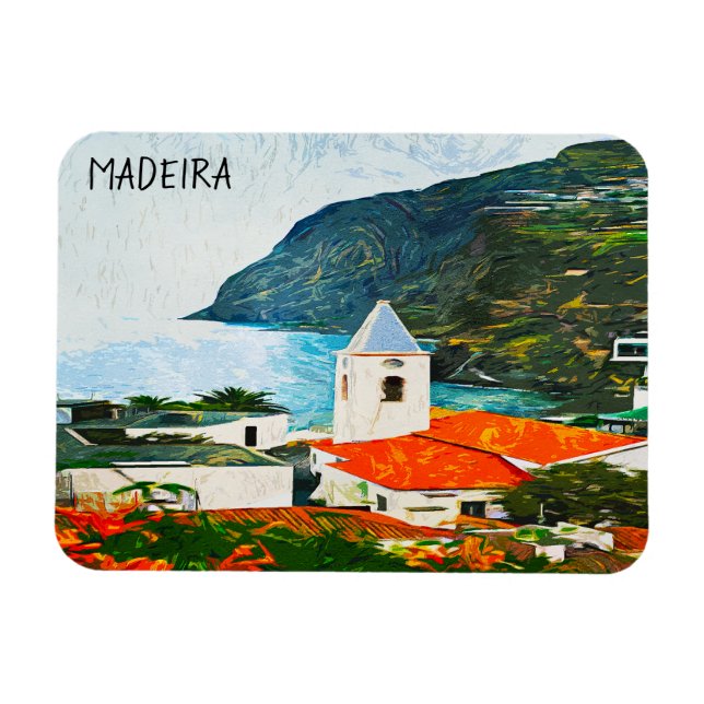 Colourful Madeira Funchal Oil Painting Magnet (Horizontal)