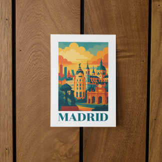 Colourful Madrid Spain Vintage Travel Postcard