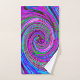 Colourful Magenta Swirl Retro Abstract Design Bath Towel Set