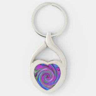 Colourful Magenta Swirl Retro Abstract Design Key Ring