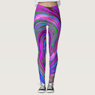 Colourful Magenta Swirl Retro Abstract Design Leggings