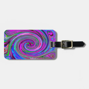 Colourful Magenta Swirl Retro Abstract Design Luggage Tag