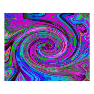 Colourful Magenta Swirl Retro Abstract Design Poster
