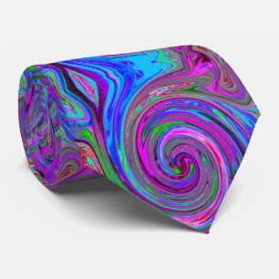 Colourful Magenta Swirl Retro Abstract Design Tie