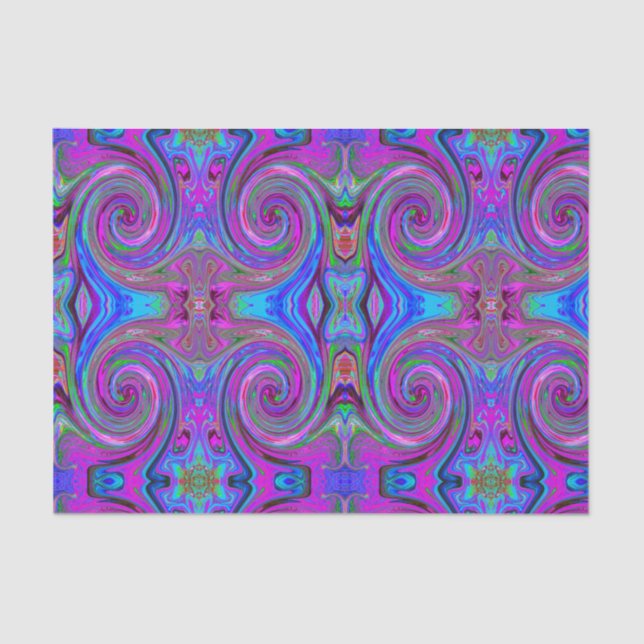 Colourful Magenta Swirl Retro Abstract Design Tissue Paper (Front)