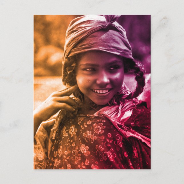 Colourful Maghreb Tunisian Djerba girl woman Postc Postcard (Front)