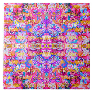 Colourful magic abstract floral tile