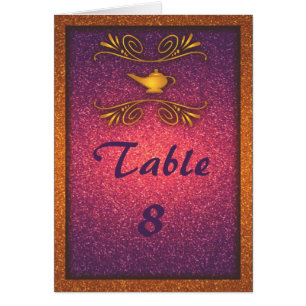 Colourful Magic Lamp Wedding Table Number Card