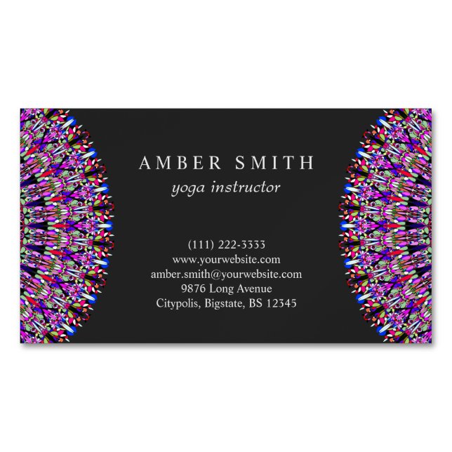 Colourful Magic Mandala Magnetic Business Card (Front)