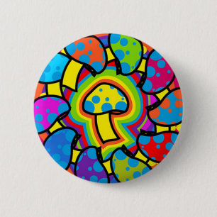Colourful Magic Mushrooms 6 Cm Round Badge