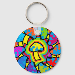 Colourful Magic Mushrooms Key Ring
