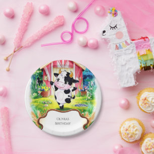 Colourful Magical Cow Birthday Paper Plate