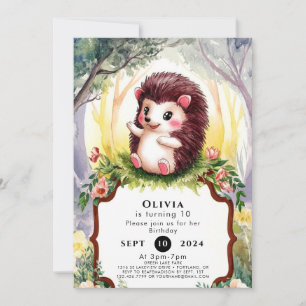 Colourful Magical Hedgehog Birthday Invitation