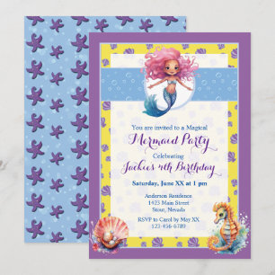 Colourful Magical Mermaid Birthday Party Invitation