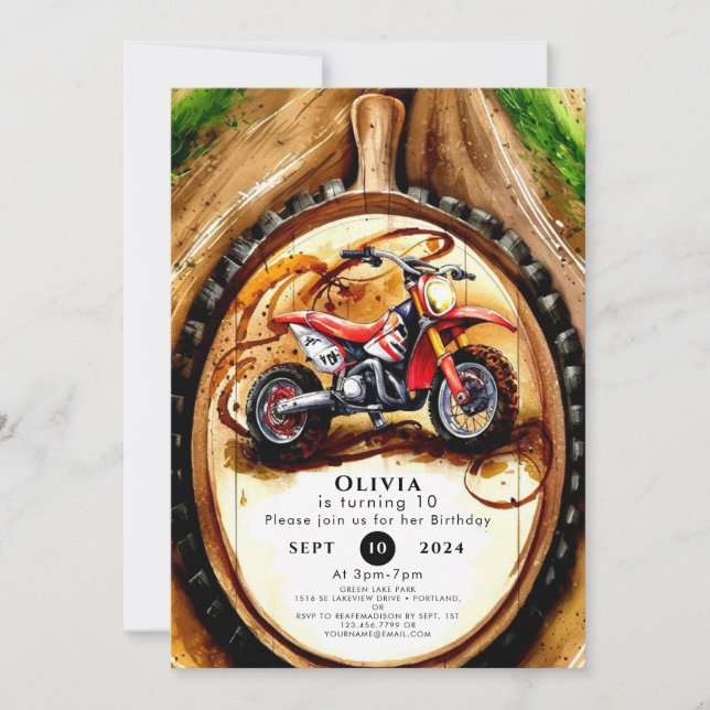 Colourful Magical Motorcycle Birthday Invitation (Front)