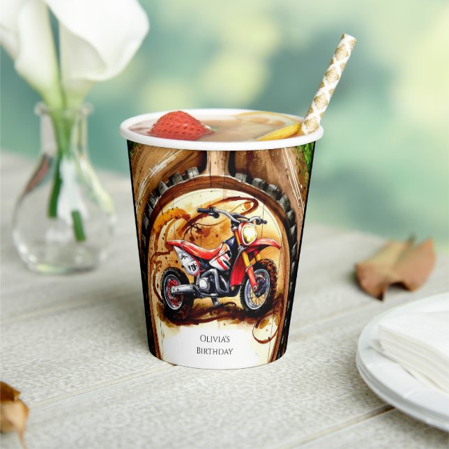 Colourful Magical Motorcycle Birthday Paper Cups (Insitu)