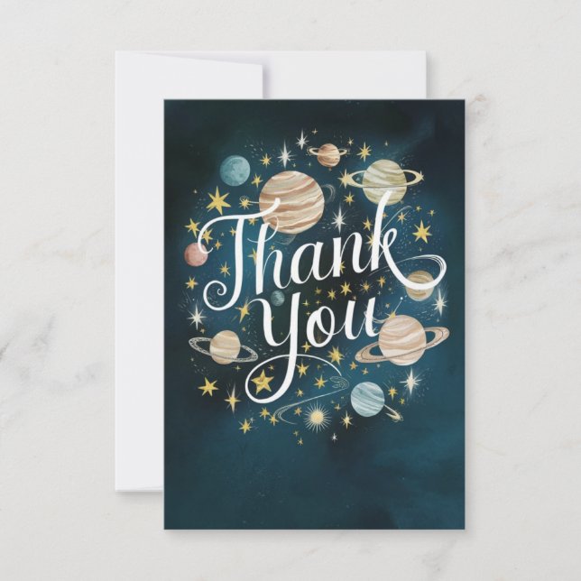 Colourful Magical Starry Celestial Thank You Card (Front)