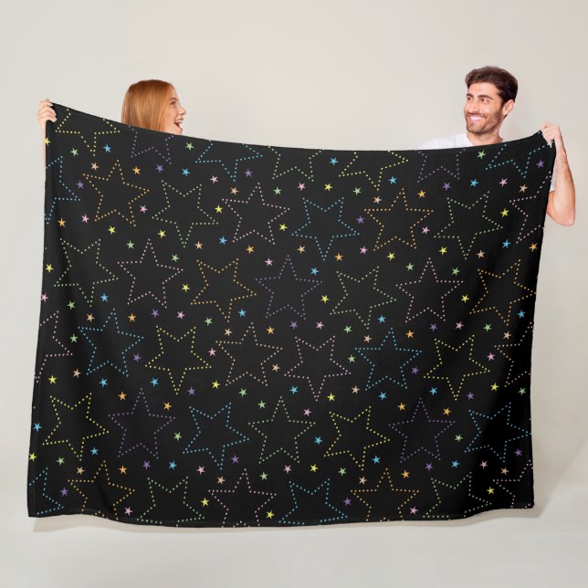 Colourful Magical Starry Night Sky Pattern Fleece Blanket (In Situ)