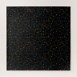 Colourful Magical Starry Night Sky Pattern Jigsaw Puzzle