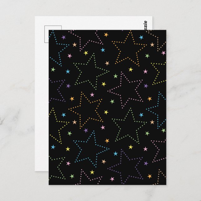 Colourful Magical Starry Night Sky Pattern Postcard (Front/Back)
