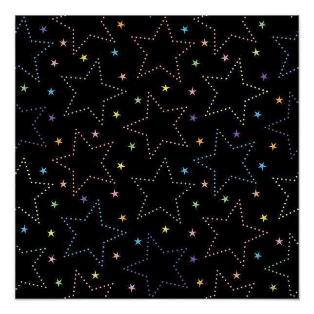 Colourful Magical Starry Night Sky Pattern Poster (Front)