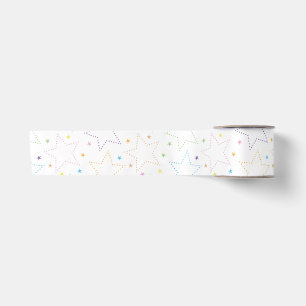 Colourful Magical Starry Night Sky Pattern Satin Ribbon