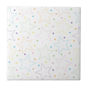 Colourful Magical Starry Night Sky Pattern - White Tile