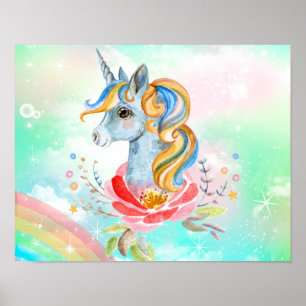 Colourful Magical Unicorn Rainbow Poster