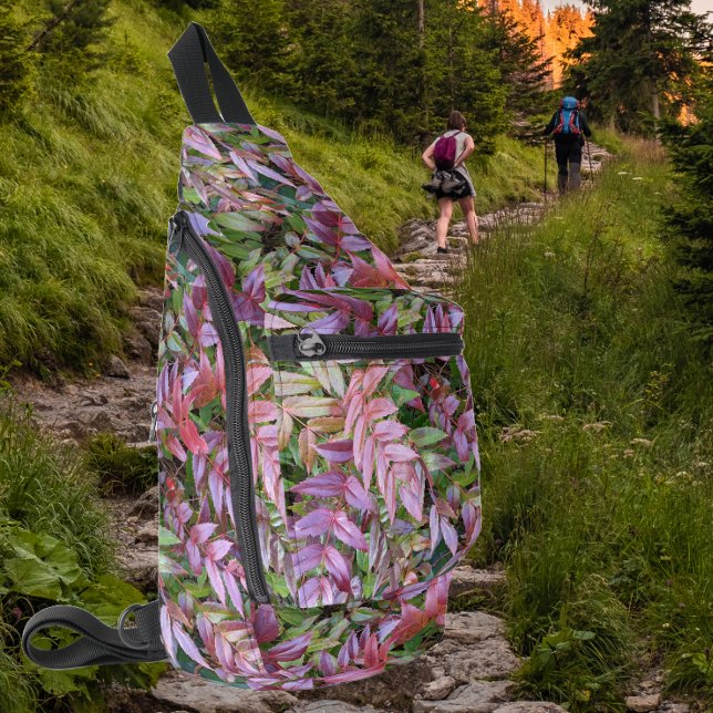Colourful Mahonia Plant Leaves Floral Sling Bag (In Situ)