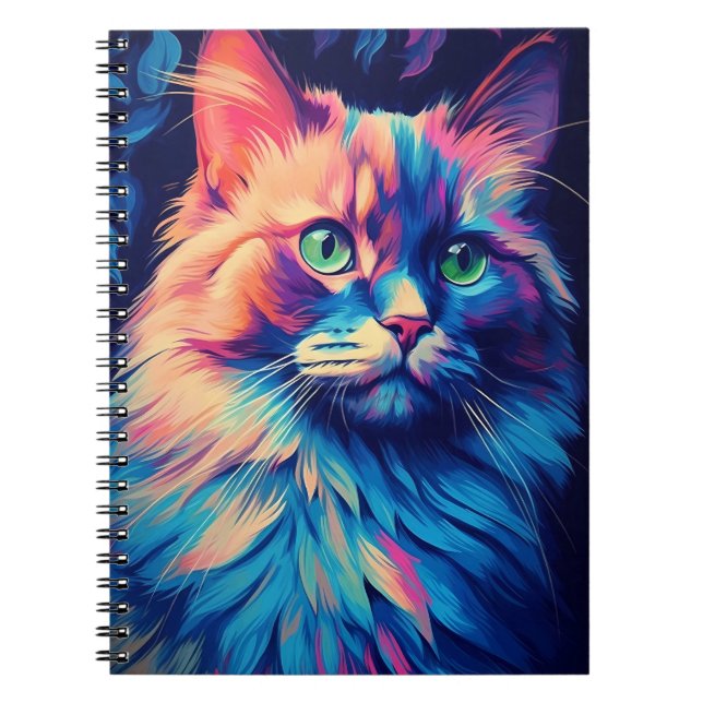 Colourful Maine Coon Cat Notebook (Front)
