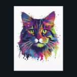 Colourful Maine-coon cat Postcard<br><div class="desc">Colourful Maine-coon cat design for all Maine Coon lover and Maine coon cat owner.</div>