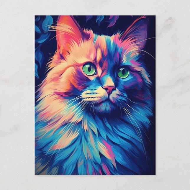 Colourful Maine Coon Cat Postcard (Front)