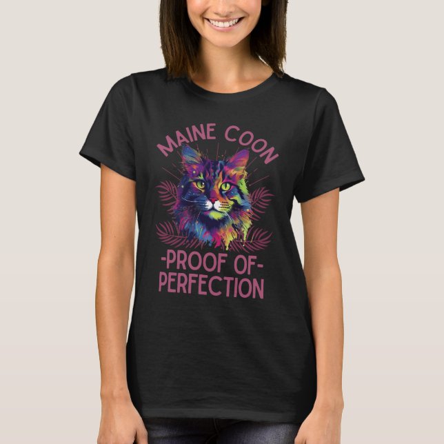 Colourful Maine-coon cat T-Shirt (Front)