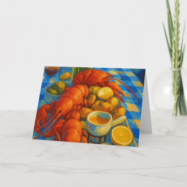Colourful Maine Lobster Clam Bake Blank Note Card (Front)