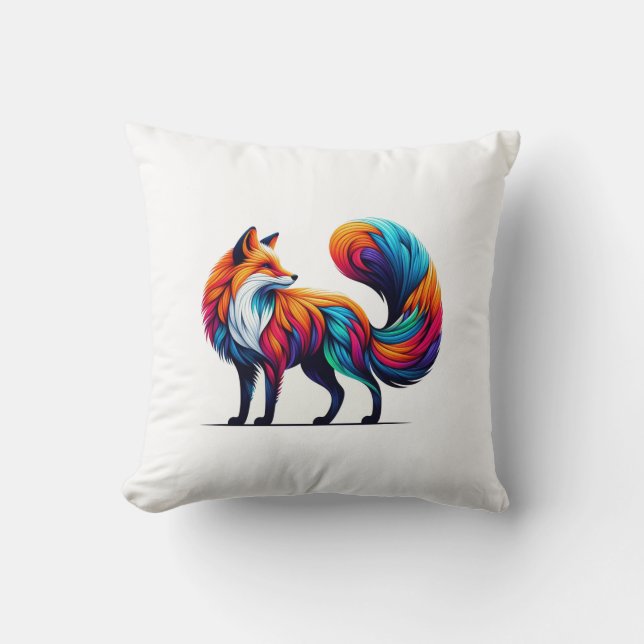 Colourful Majestic Fox Pillow (Front)