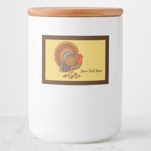 Colourful Male Thanksgiving Turkey Yellow Brown Food Label