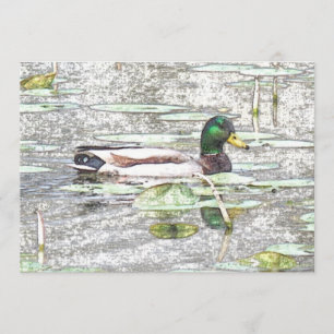 Colourful Mallard duck Art Retirement invitation