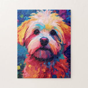 Colourful Maltese dog art Jigsaw Puzzle