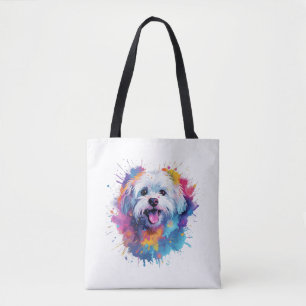 Colourful Maltese Splash Art Dog T-Shirt Classic T Tote Bag