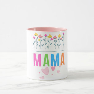 Colourful Mama Floral Hearts Graphic Design Mug
