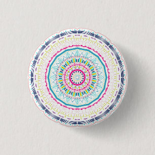 colourful mandala 3 cm round badge