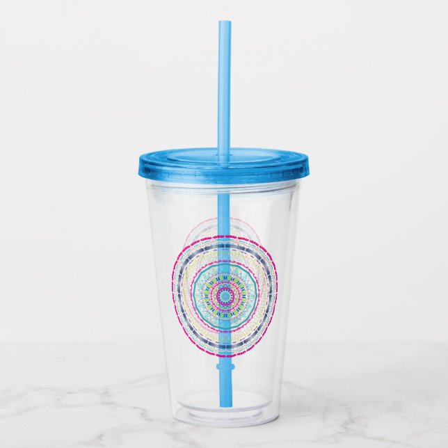 colourful mandala acrylic tumbler (Front)