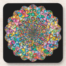 Colourful Mandala Art Beverage Coaster