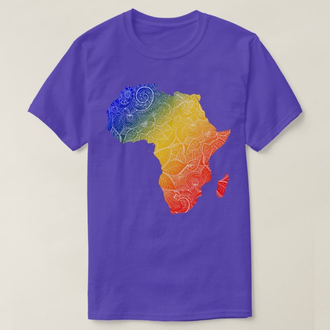 Colourful mandala art map of Africa with text in b T-Shirt (Design Front)