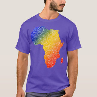 Colourful mandala art map of Africa with text in b T-Shirt