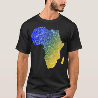 Colourful mandala art map of Africa with text in b T-Shirt